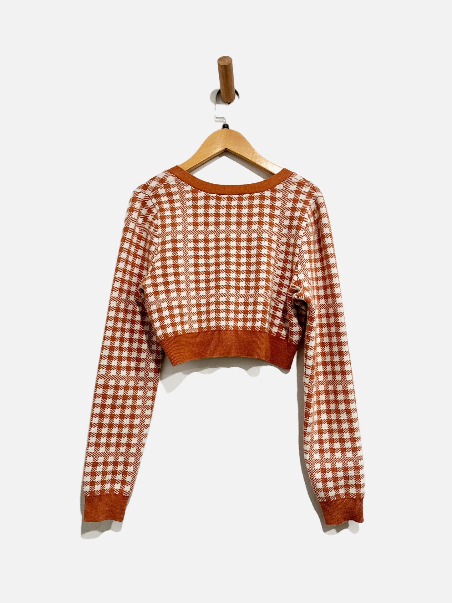 Urban Outfitters Houndstooth Cropped Sweater - Small
