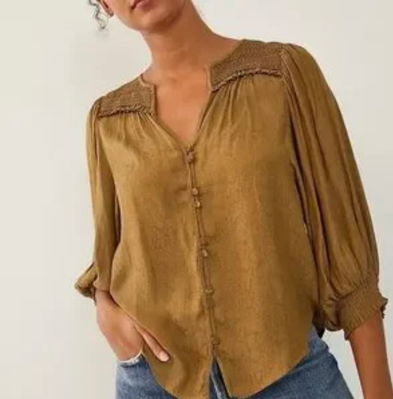Anthropologie Brown Snake Print Button Down Blouse - 2X