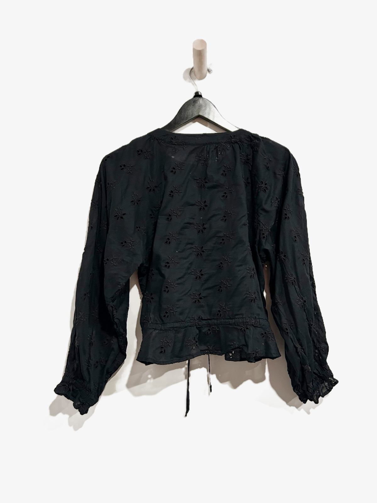 Outerknown Poet Blouse in Black Eyelet - Small