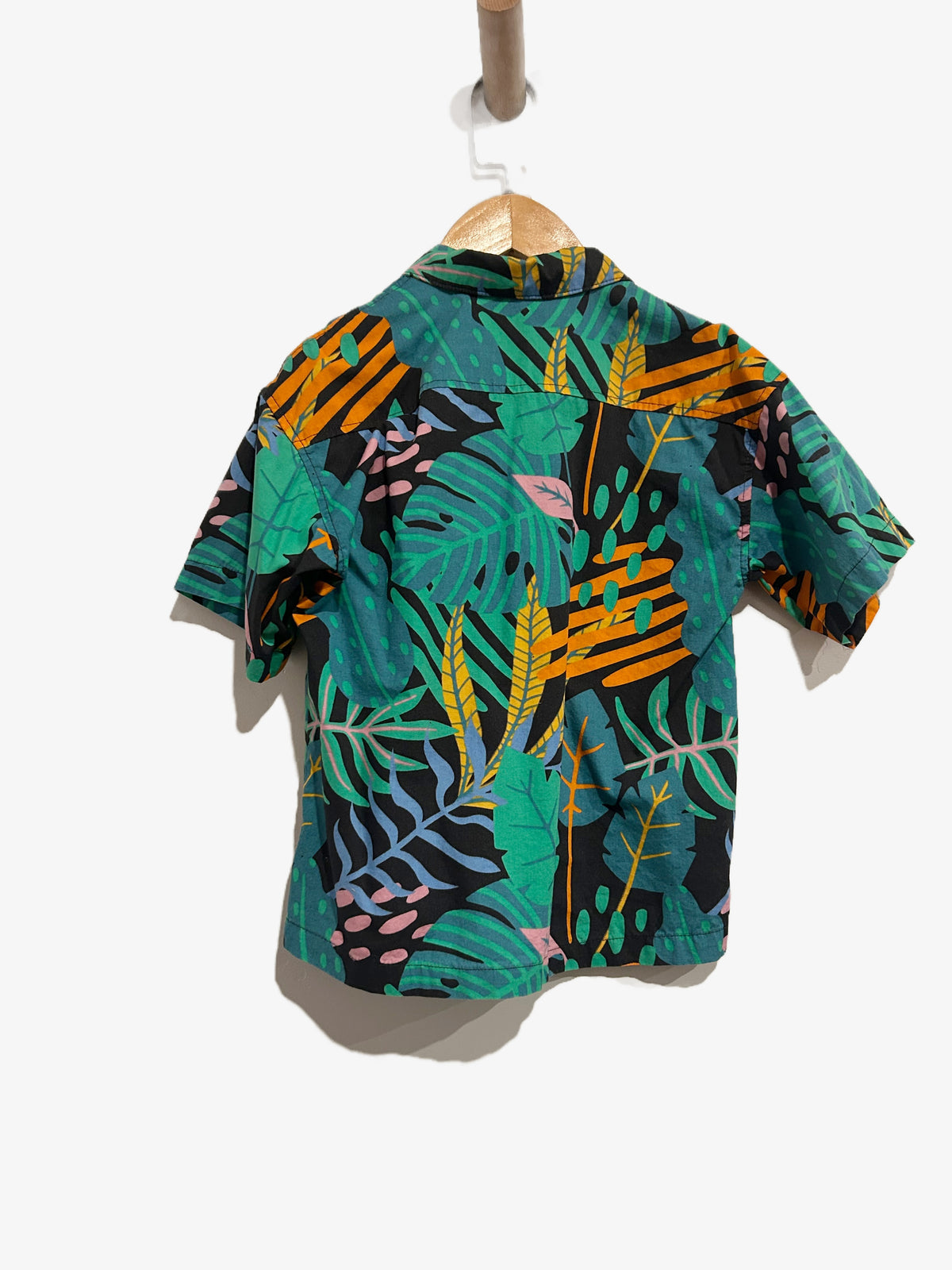 H&M Black Colorful Leaf Button Down - 4-5