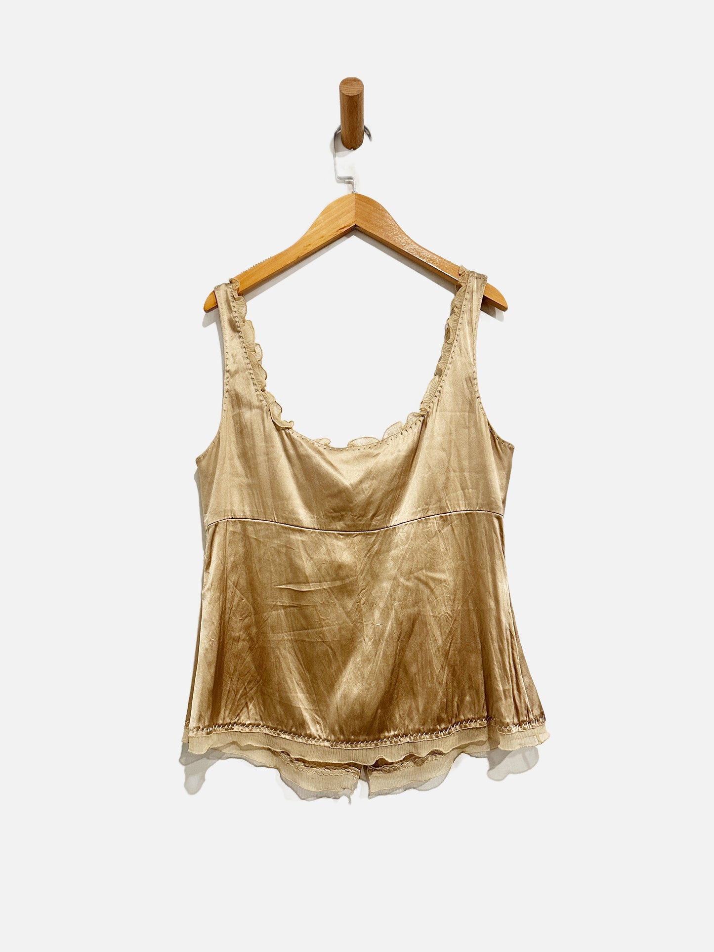 Elie Tahari Y2K Gold Silk Lace Cami - Large