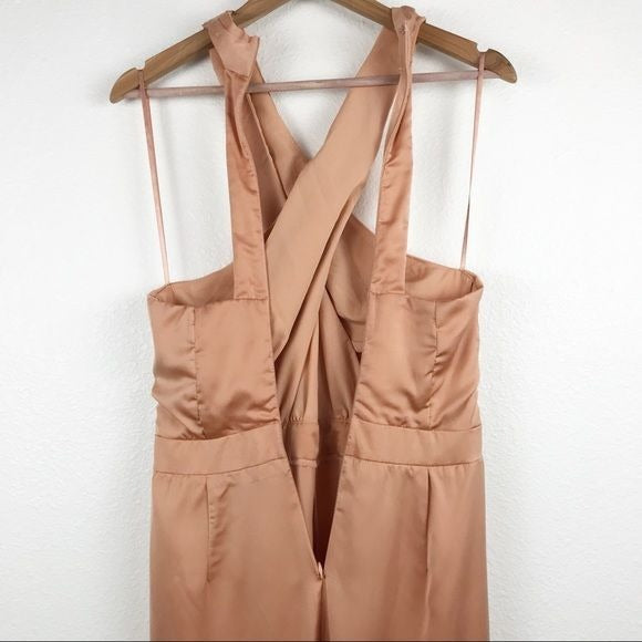 Do+Be Orange Satin Jumpsuit Size Large