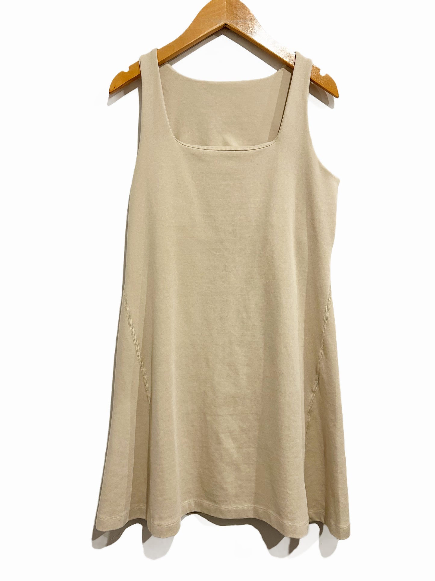 Happy Earth Cream Sleeveless Cotton Spandex Workout Mini Dress - Small