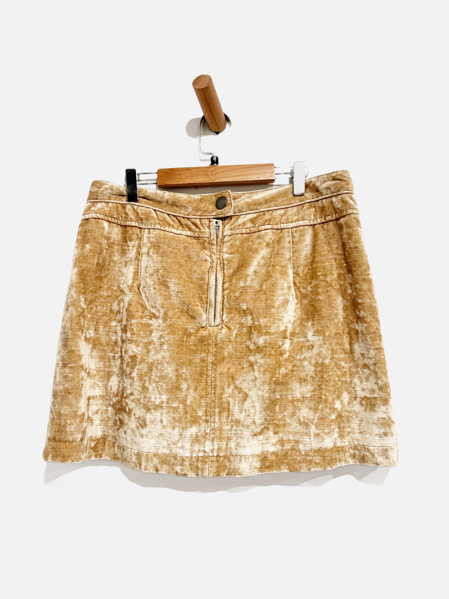 Free People Gold Crushed Velvet Mini Skirt - 10