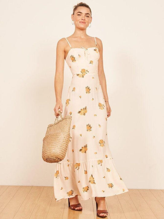 Reformation Prairie Cream Floral Midi Dress - 4