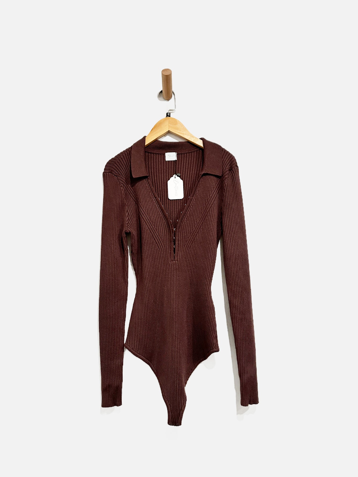 Abercrombie & Fitch Hook and Eye Brown Sweater Bodysuit - Large