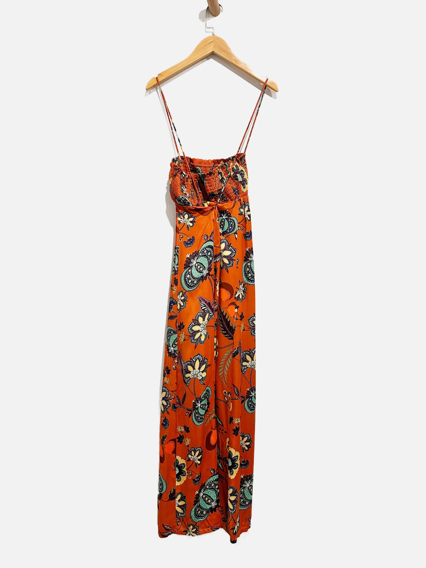 Anthropologie Maeve Orange Floral Midi Dress - XXS