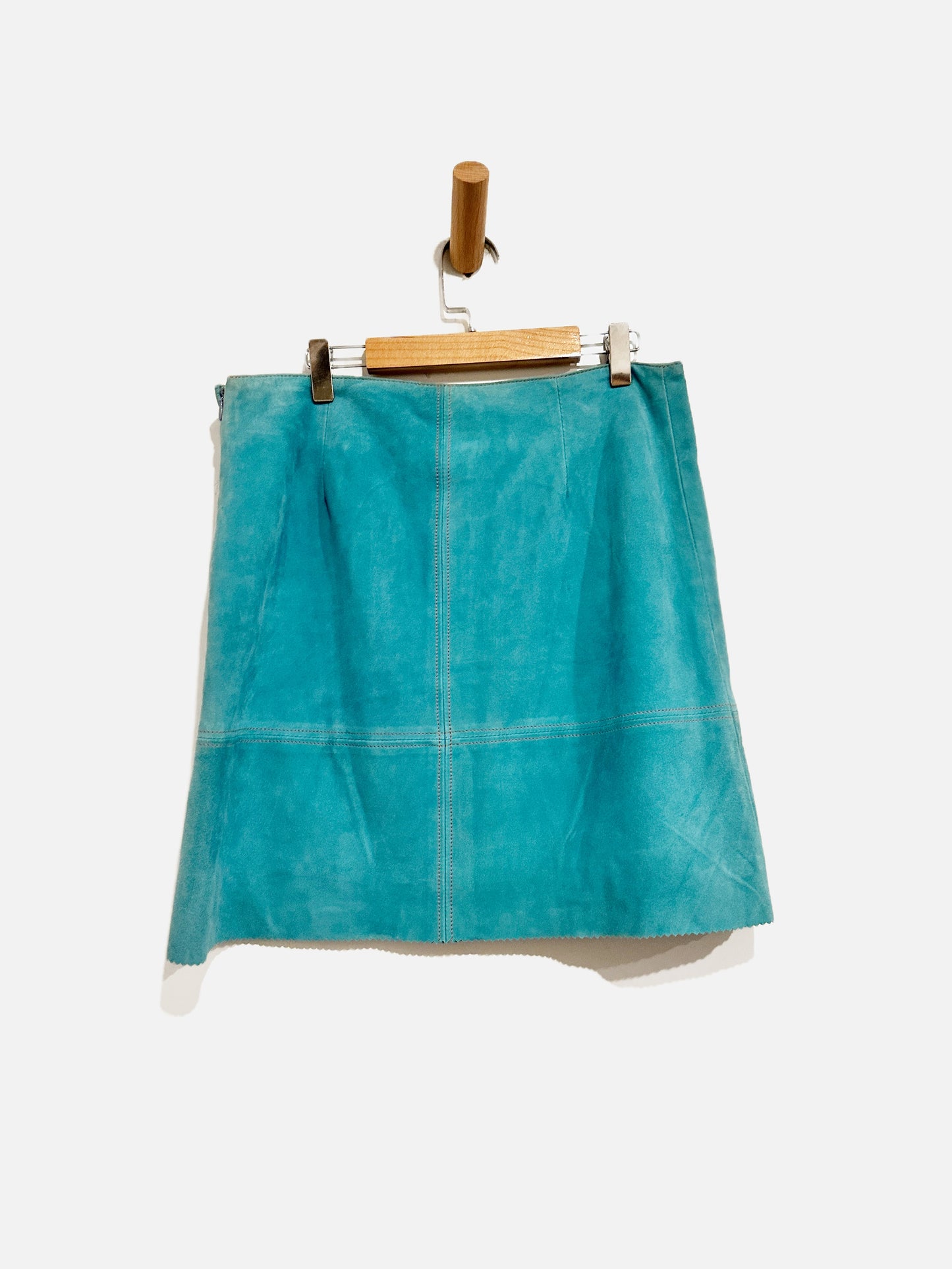 Anthropologie Vintage Turquoise Suede Mini Skirt - Medium