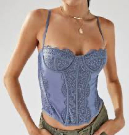 UO Out From Under Blue Bustier Tank - Small