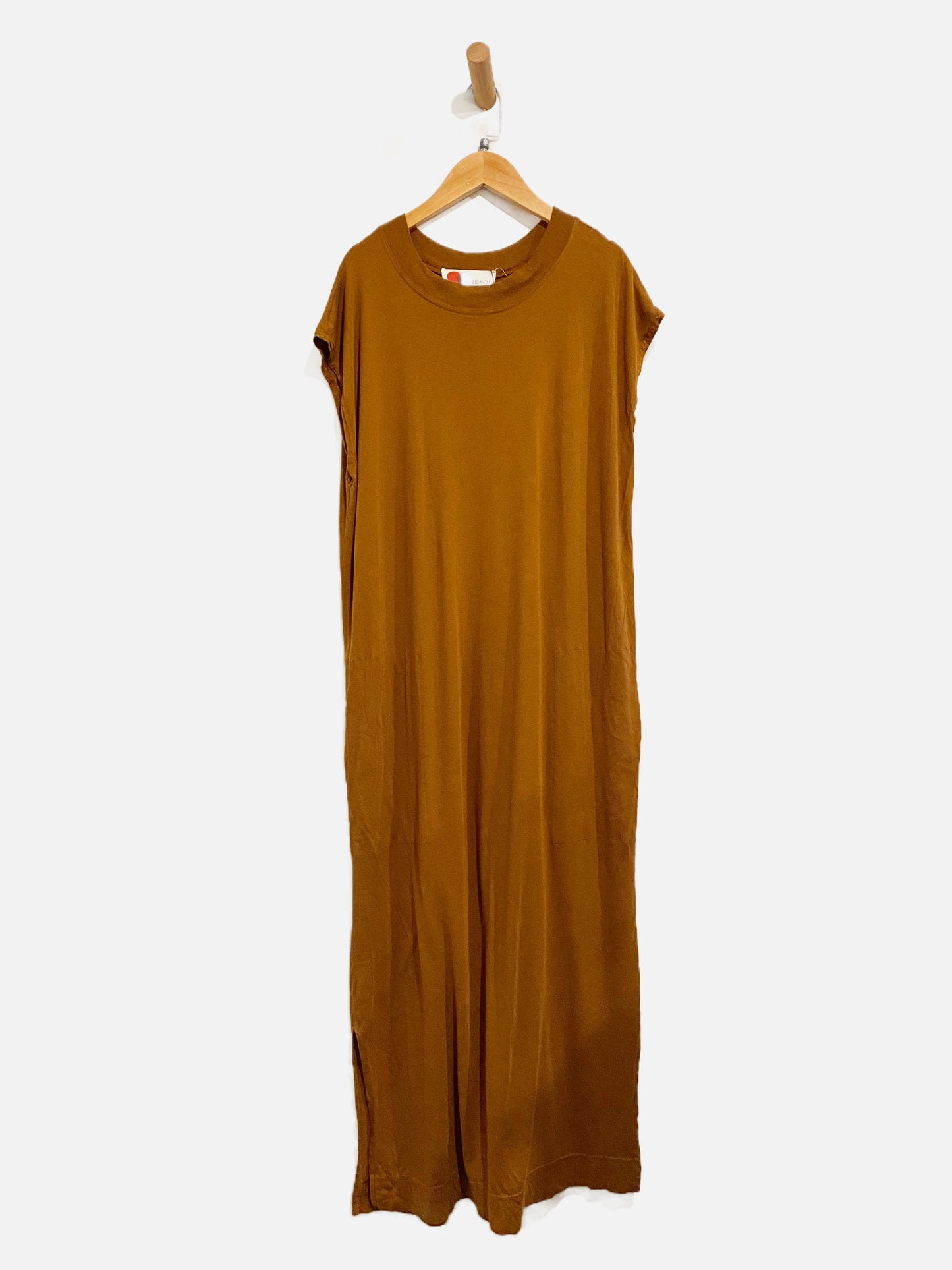 Free People Beach Brown Shirt Maxi Dress - Medium