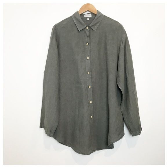 Soft Surroundings Linen Button Down Size Large