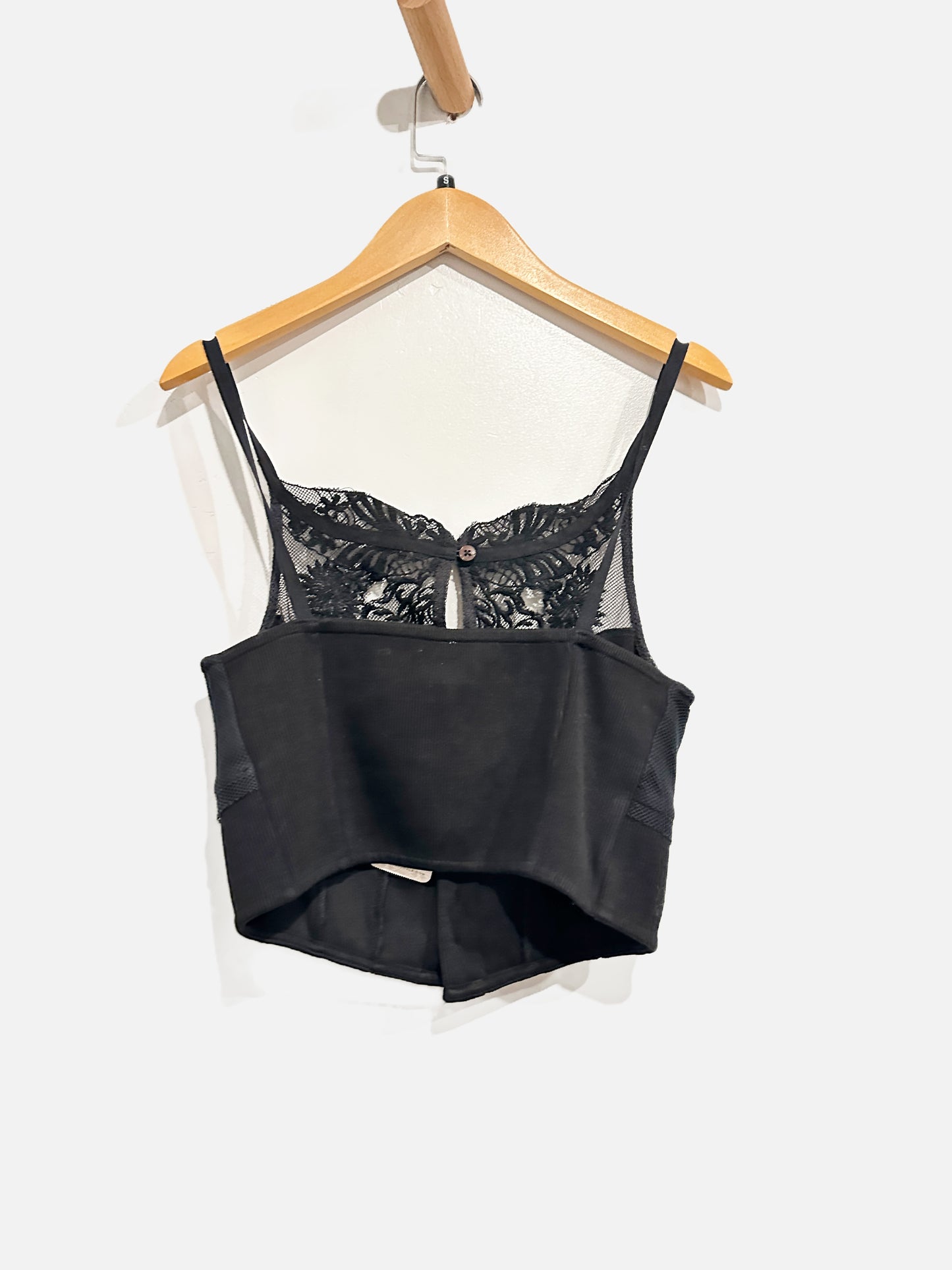 Free People Have my Heart Corset Black Lace Tank - Small