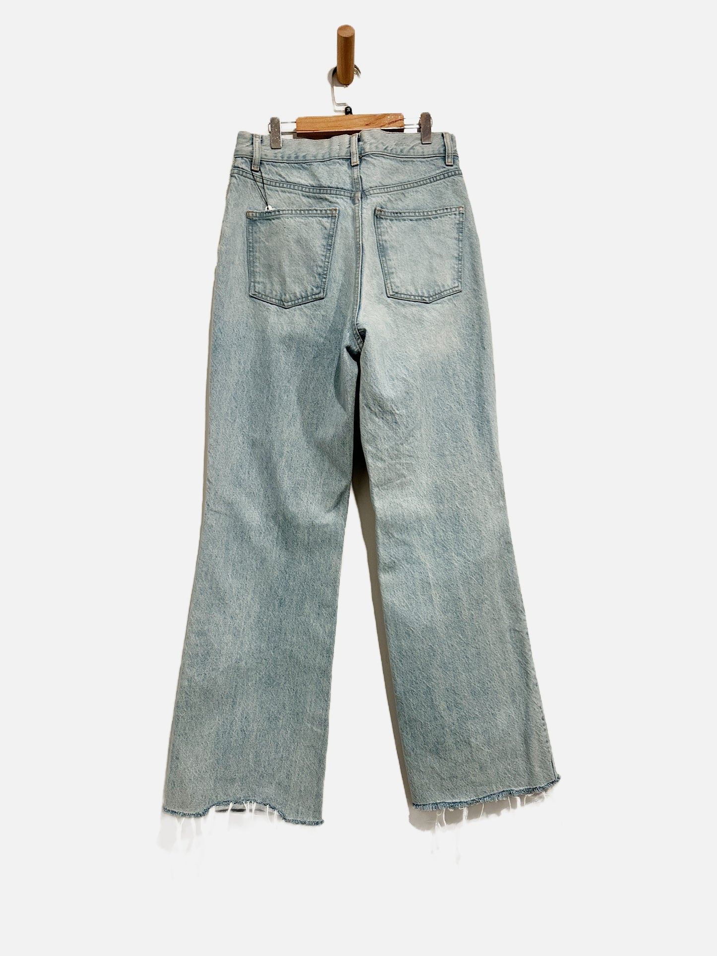 Zara Light Wash Distressed Wide Leg Jeans - 28