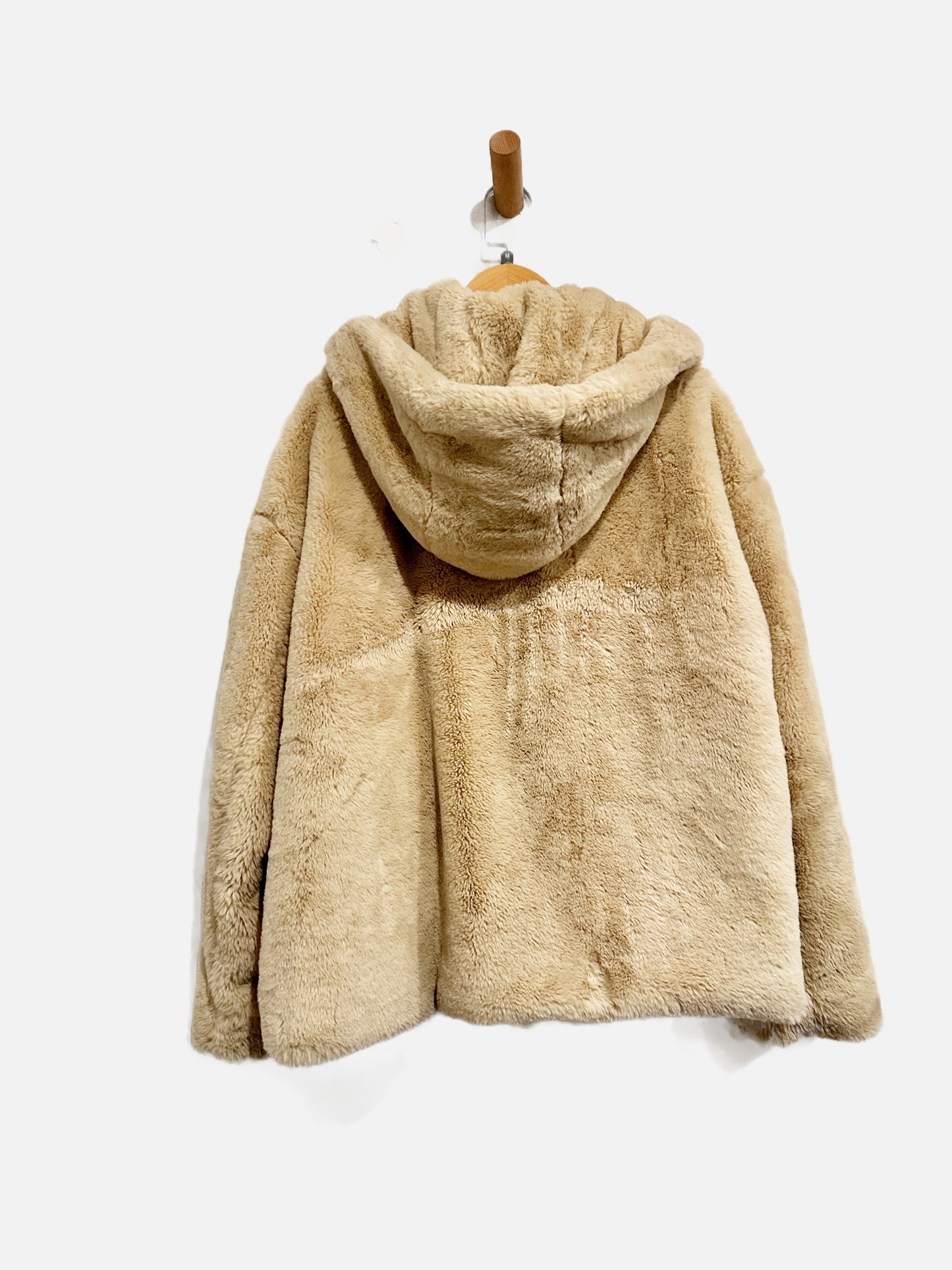 Zara Faux Fur Tan Hooded Jacket - Medium