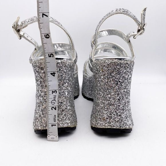 Delia’s Silver Glitter Platform Sandals Size 9