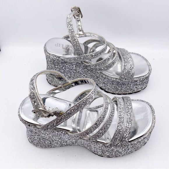 Delia’s Silver Glitter Platform Sandals Size 9