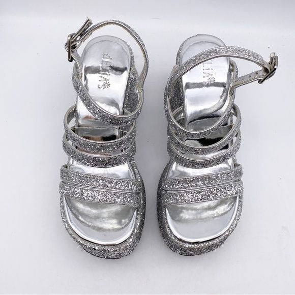 Delia’s Silver Glitter Platform Sandals Size 9
