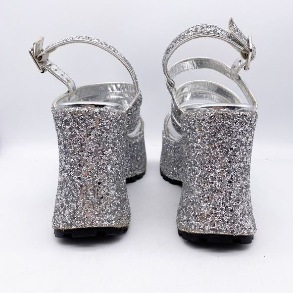 Delia’s Silver Glitter Platform Sandals Size 9