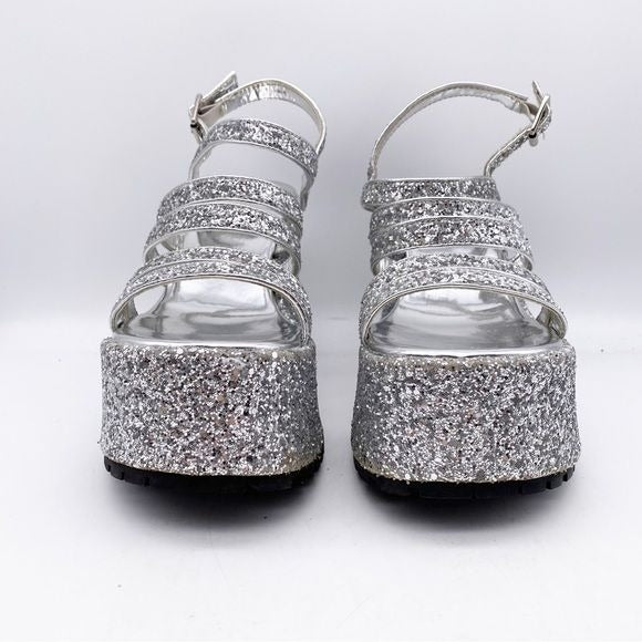 Delia’s Silver Glitter Platform Sandals Size 9