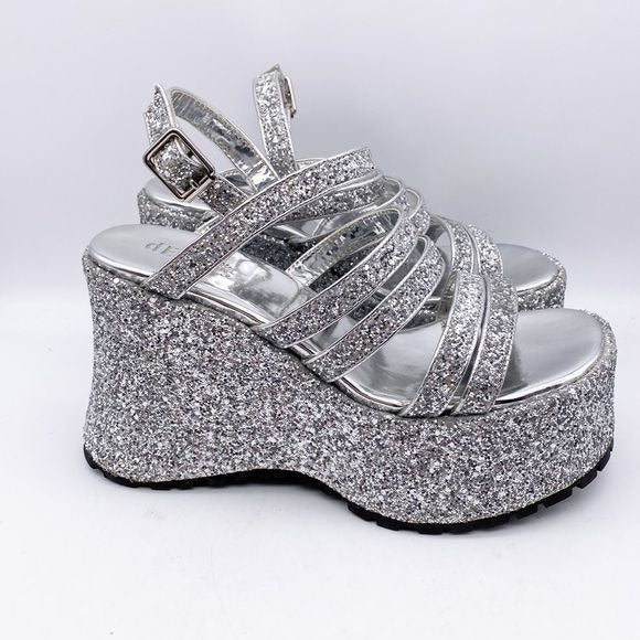 Delia’s Silver Glitter Platform Sandals Size 9