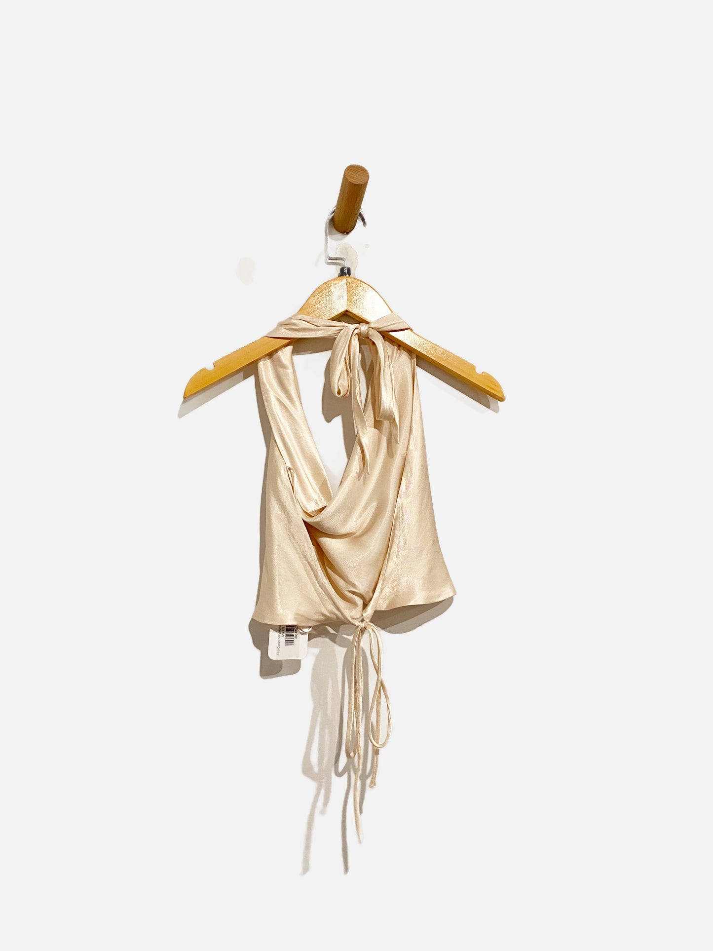 Zara Cream Satin Halter Top - Small