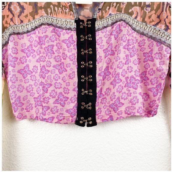Free People Walk that Walk Blouse in Femme Combo Size XS