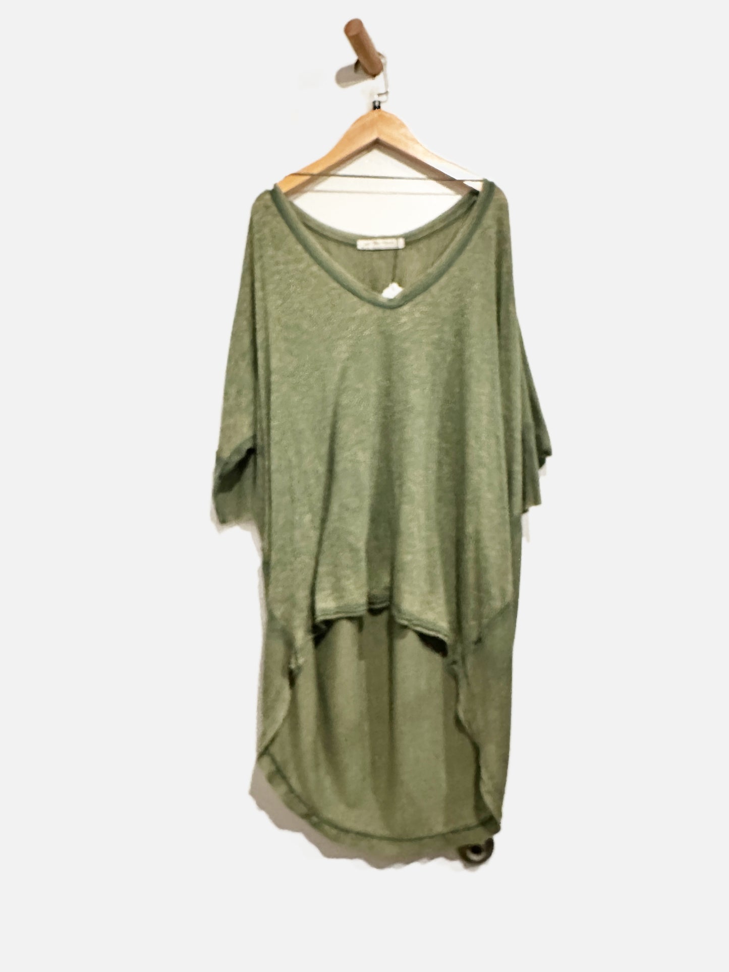 Free People Catch Waves Oversize Green Tee - XS