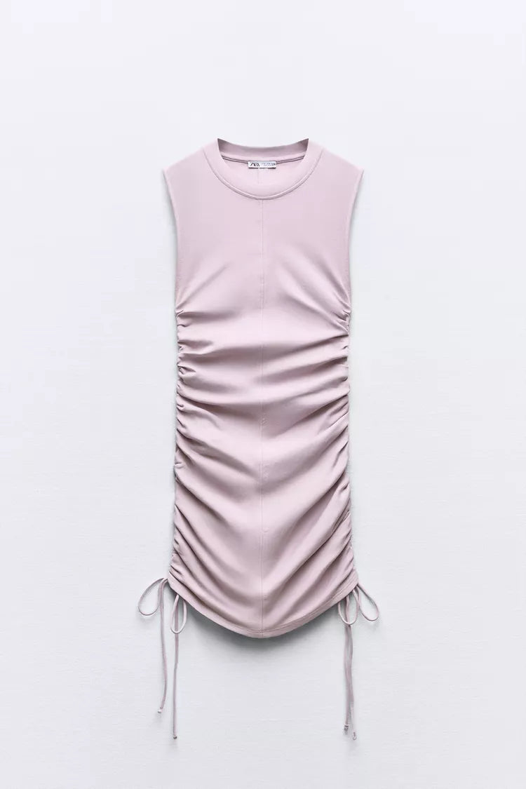 Zara NWT Purple Ruched Mini Dress - Small