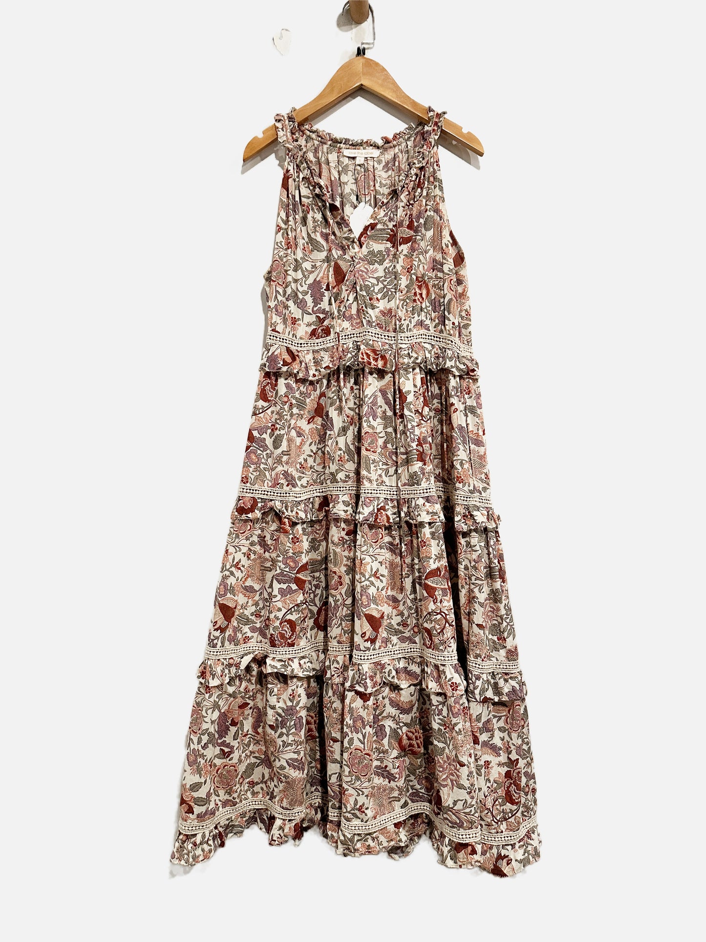 Love the Label Tan Floral Sleeveless Maxi Dress - Small