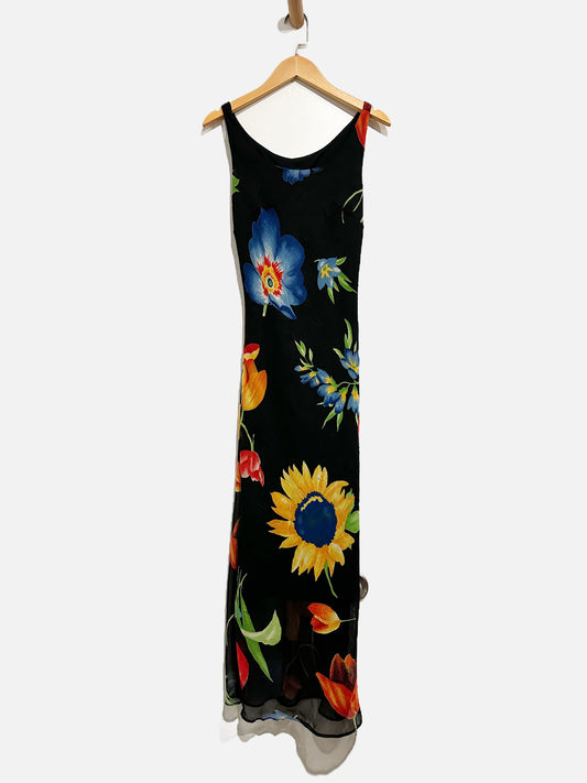 Khaki Krew Y2K Black Floral Midi Dress - Small