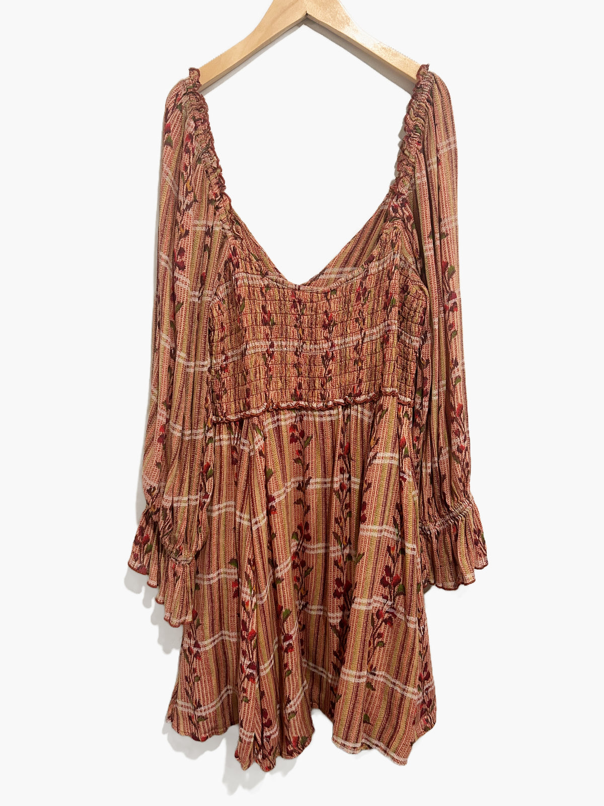 Free People Jackie Mini Dress in Rust Combo - Large