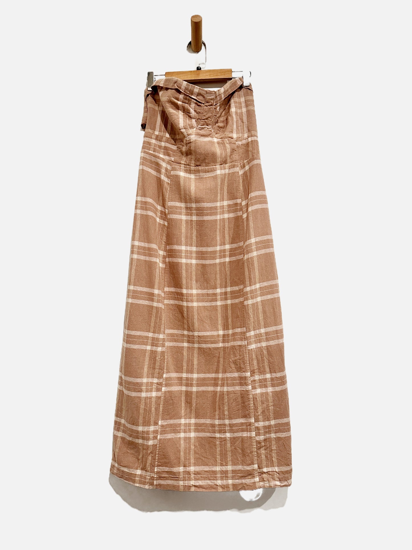 Free People Brown and White Plaid Sleeveless Midi Dress - Small