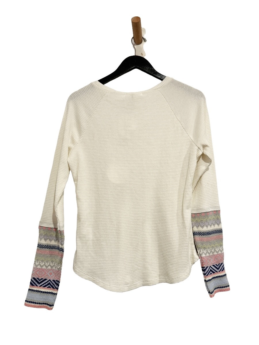 Beach Lunch Lounge NWT White Fair Isle Cuff Thermal - Small