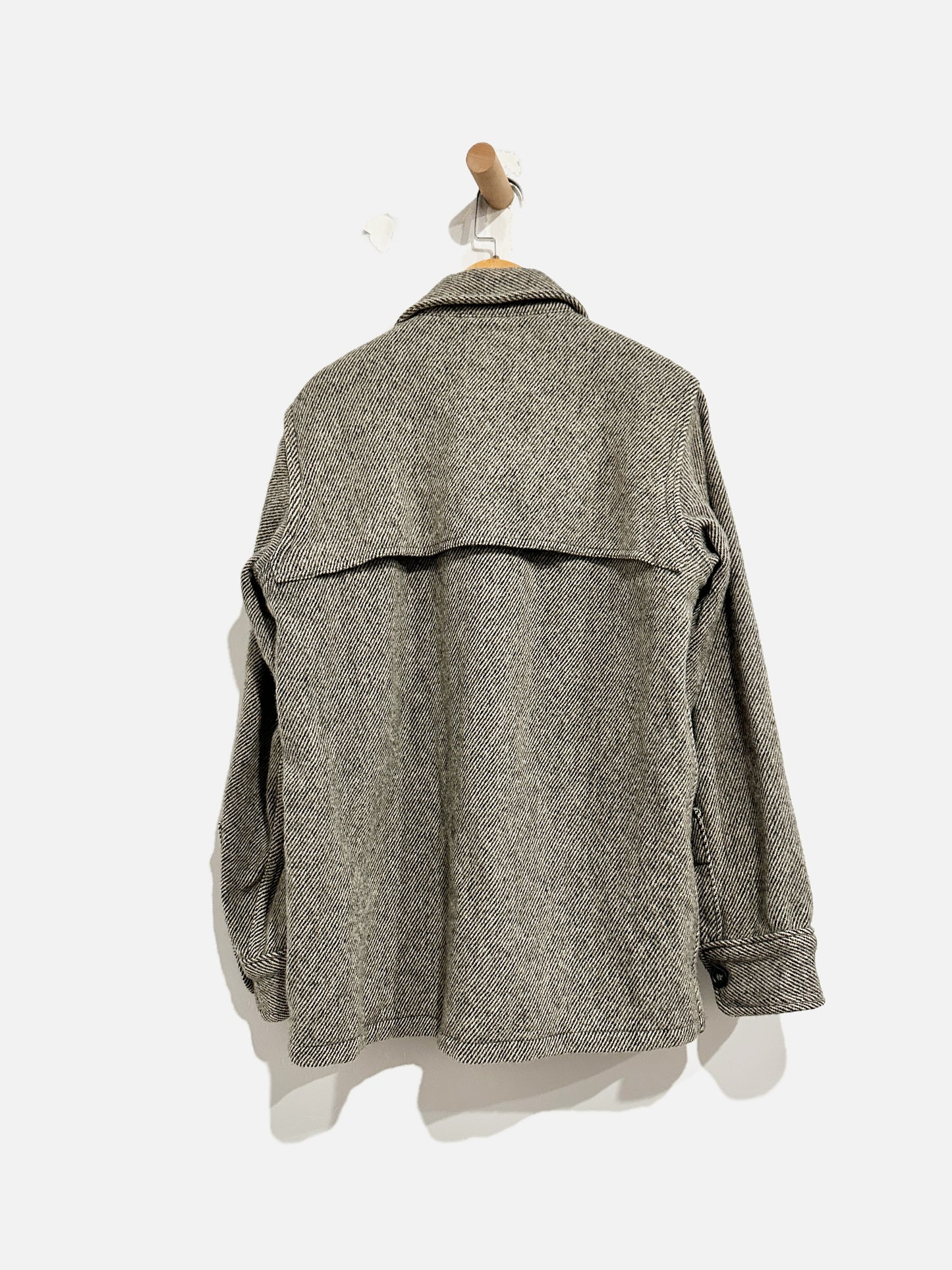 Woolrich Men’s Vintage Wool Black and Cream Wool Jacket - Small