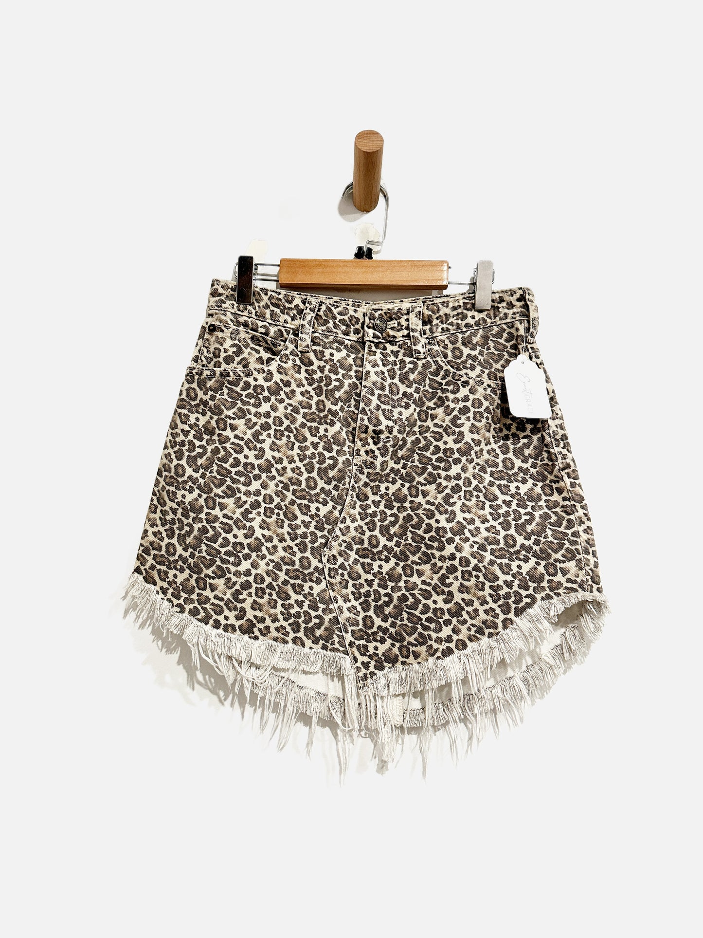 Free People Bailey Leopard Print Denim Mini Skirt - 24