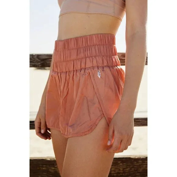 Free People The Way Home Orange Running Shorts - Small