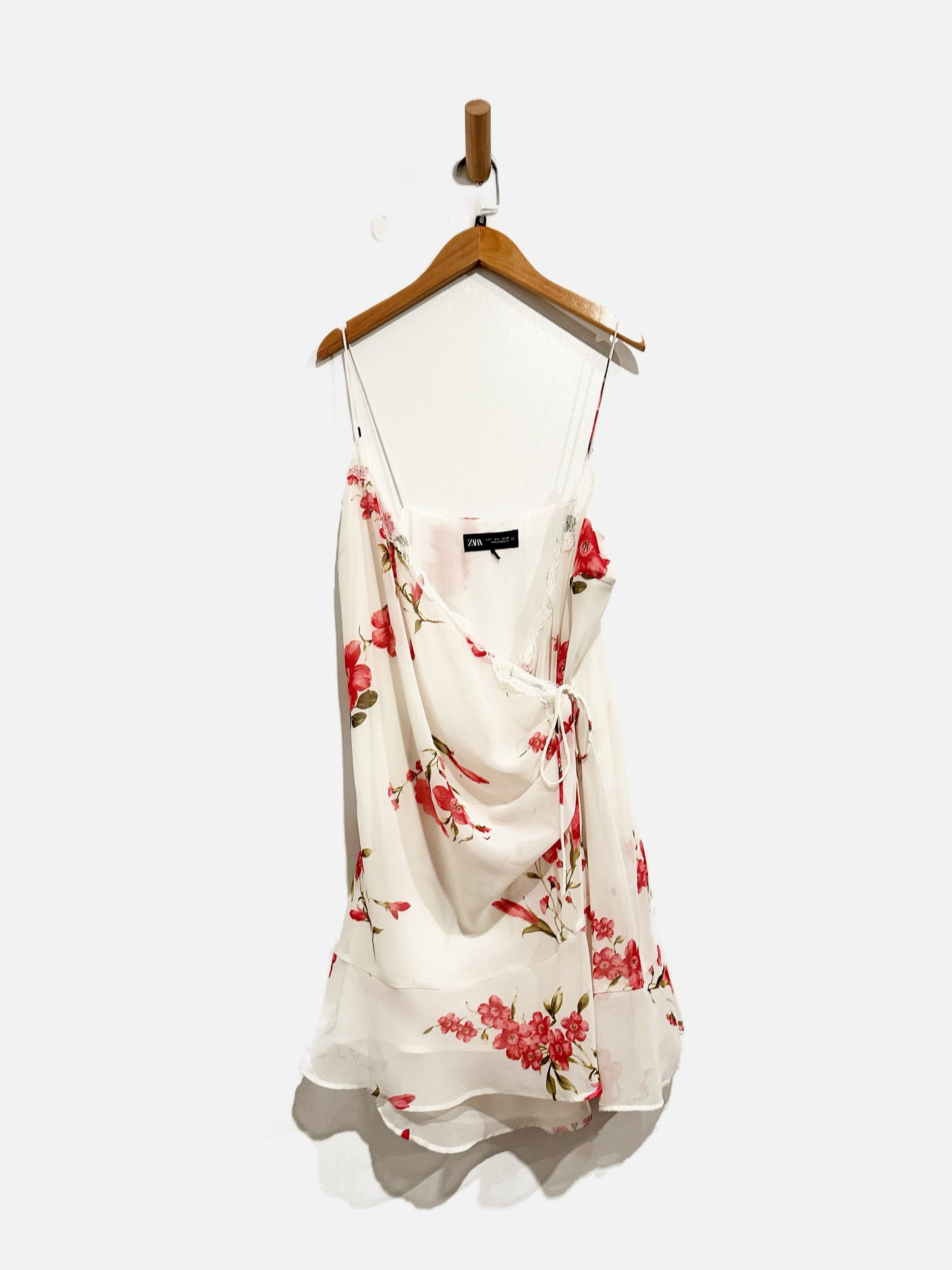 Zara White Floral Lace Mini Dress - Large