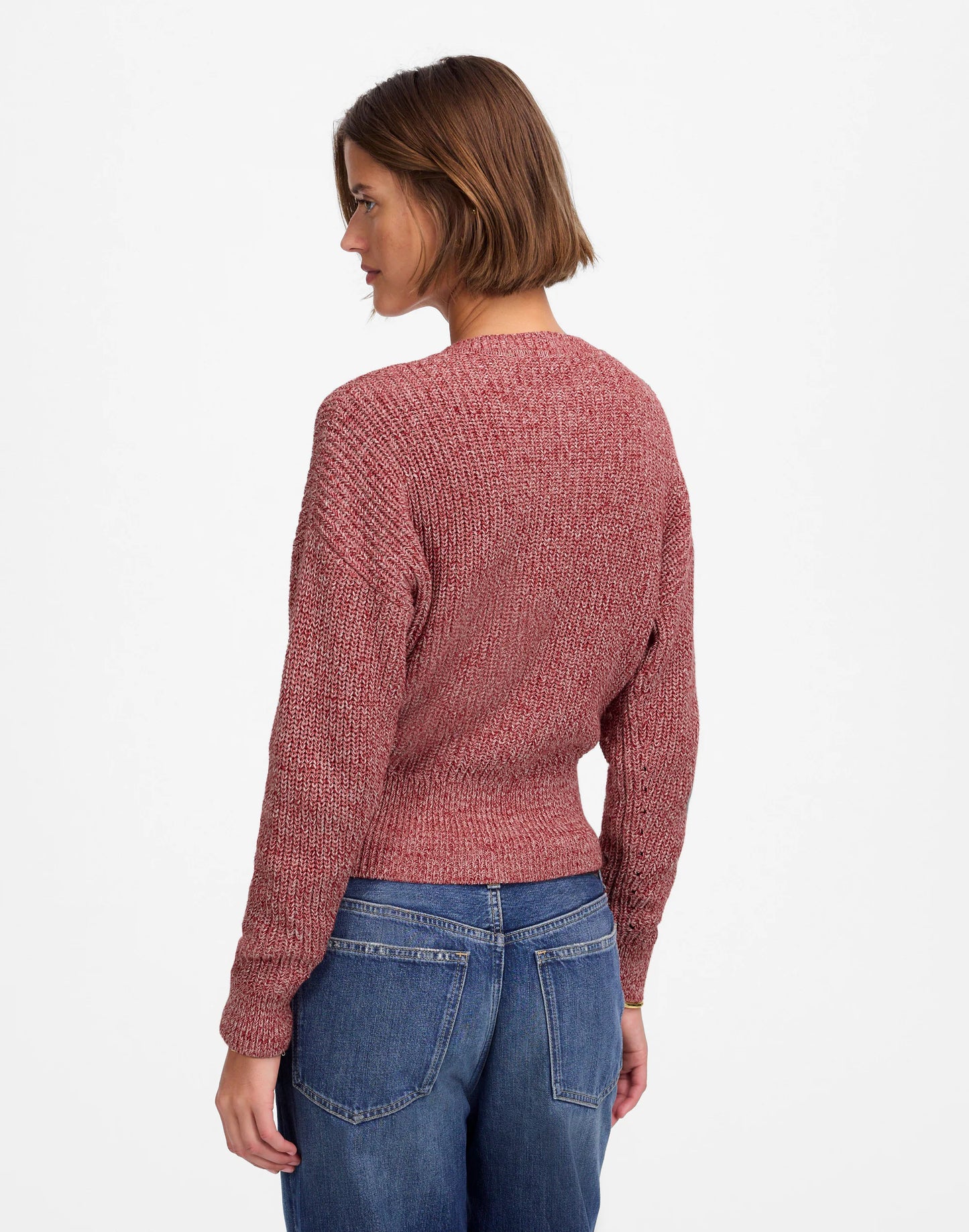 Madewell NWT Red and White Tie Front Sweater - Small