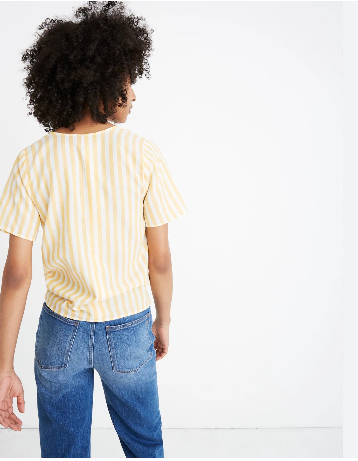 Madewell Agency Yellow and White Stripe Button Front Blouse - XL