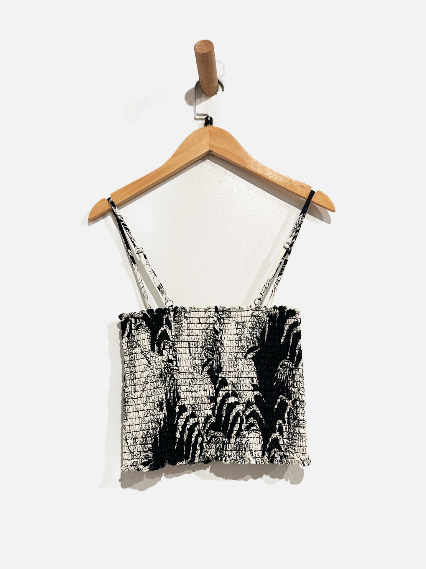 Reformation Black & White Linen Smocked Tank - Small