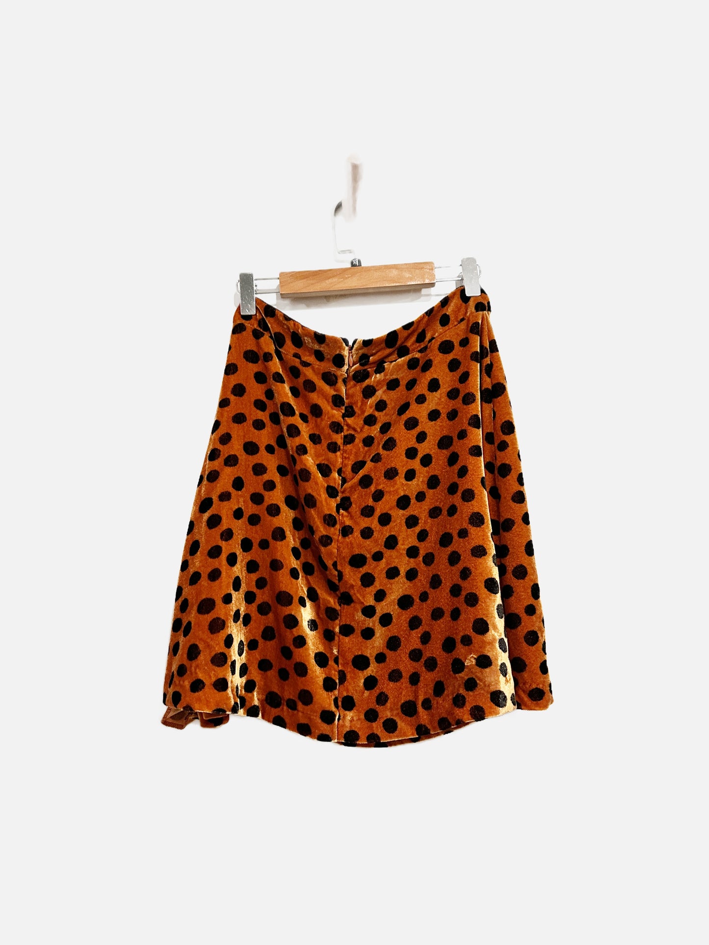 Madewell Orange and Black Polka Dot Velvet Skirt - 00