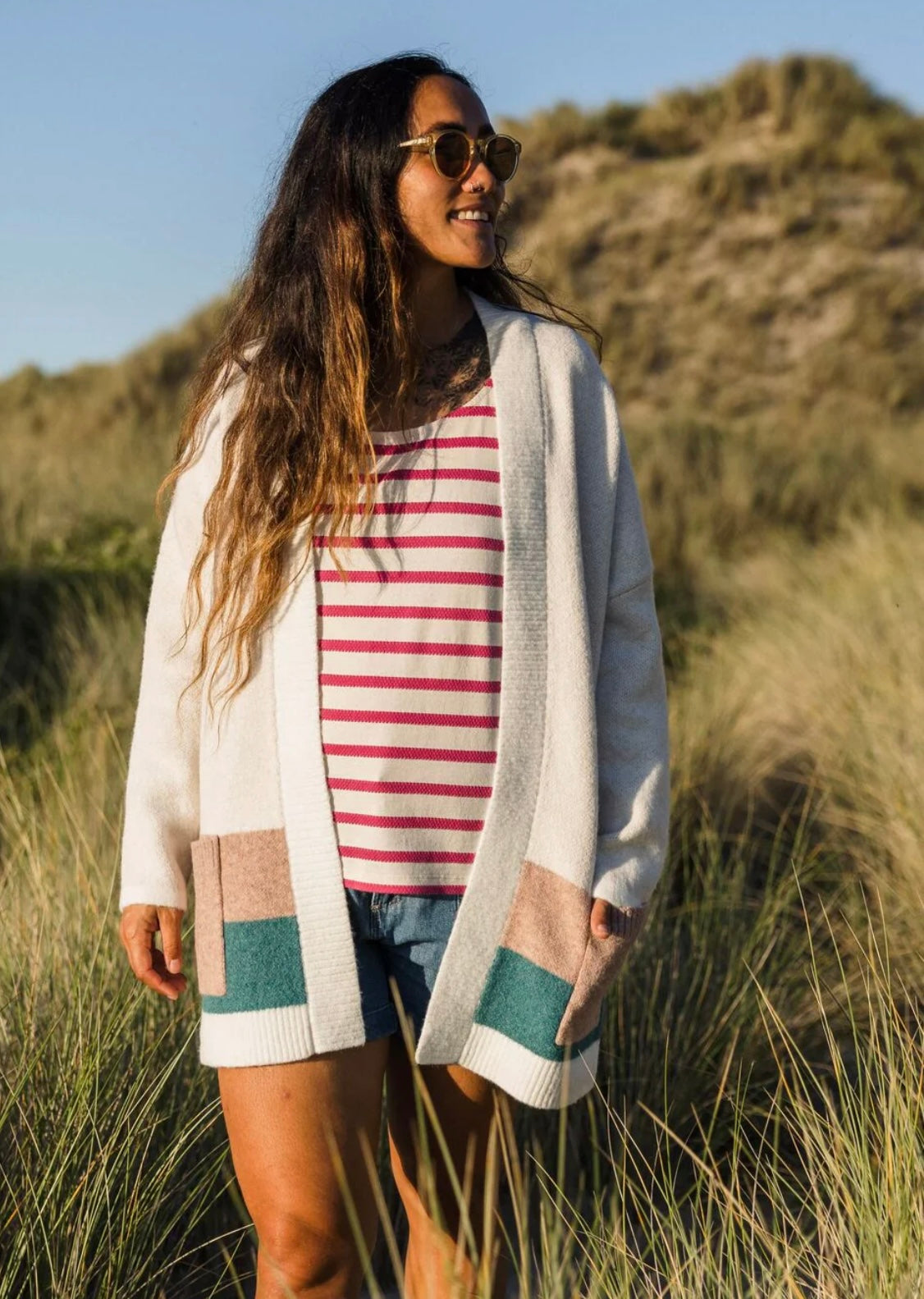 Passenger NWT Cream Vista Color Block Cardigan - Medium