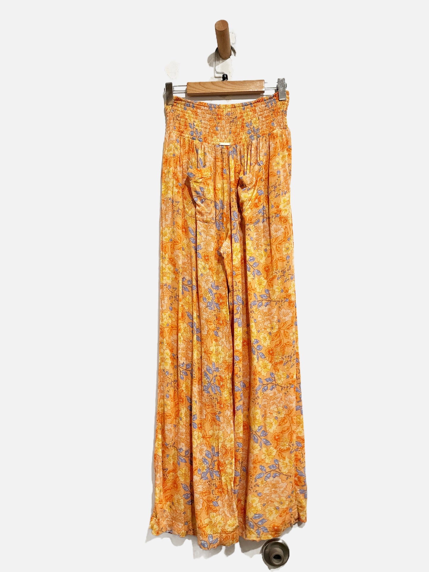 Billabong New Waves Orange Floral Wide Leg Pants - Small