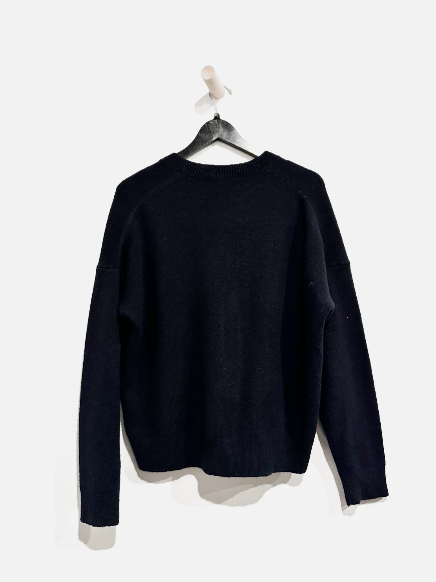 Madewell Short Kent Ex Boyfriend Black Wool Blend Cardigan - Medium