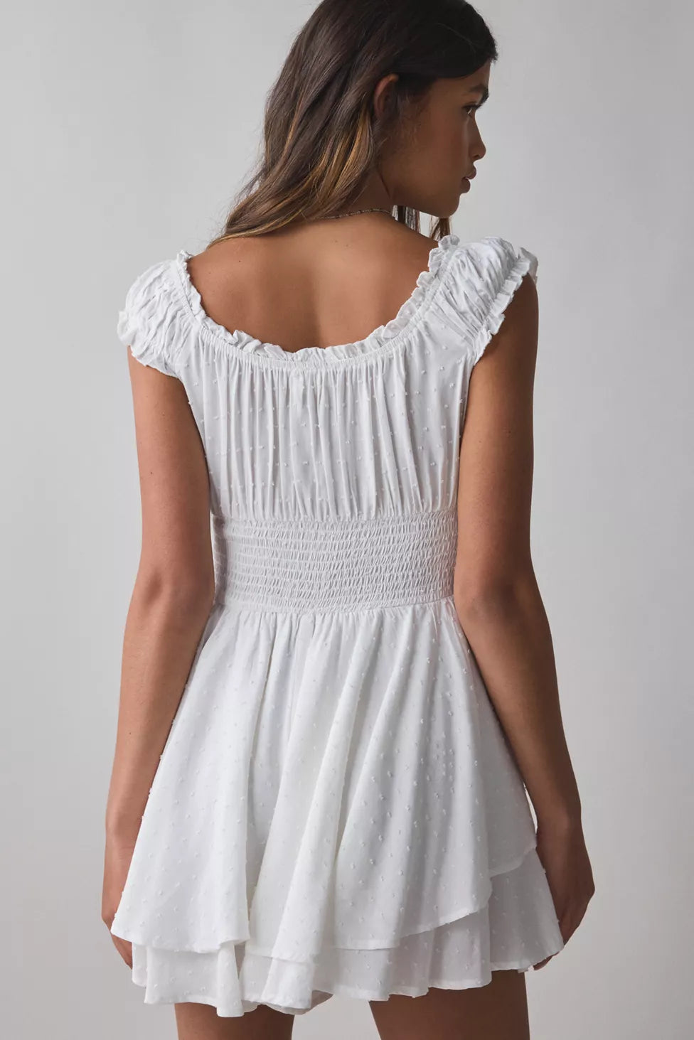 Urban Outfitters White Swiss Dot Romper - Medium