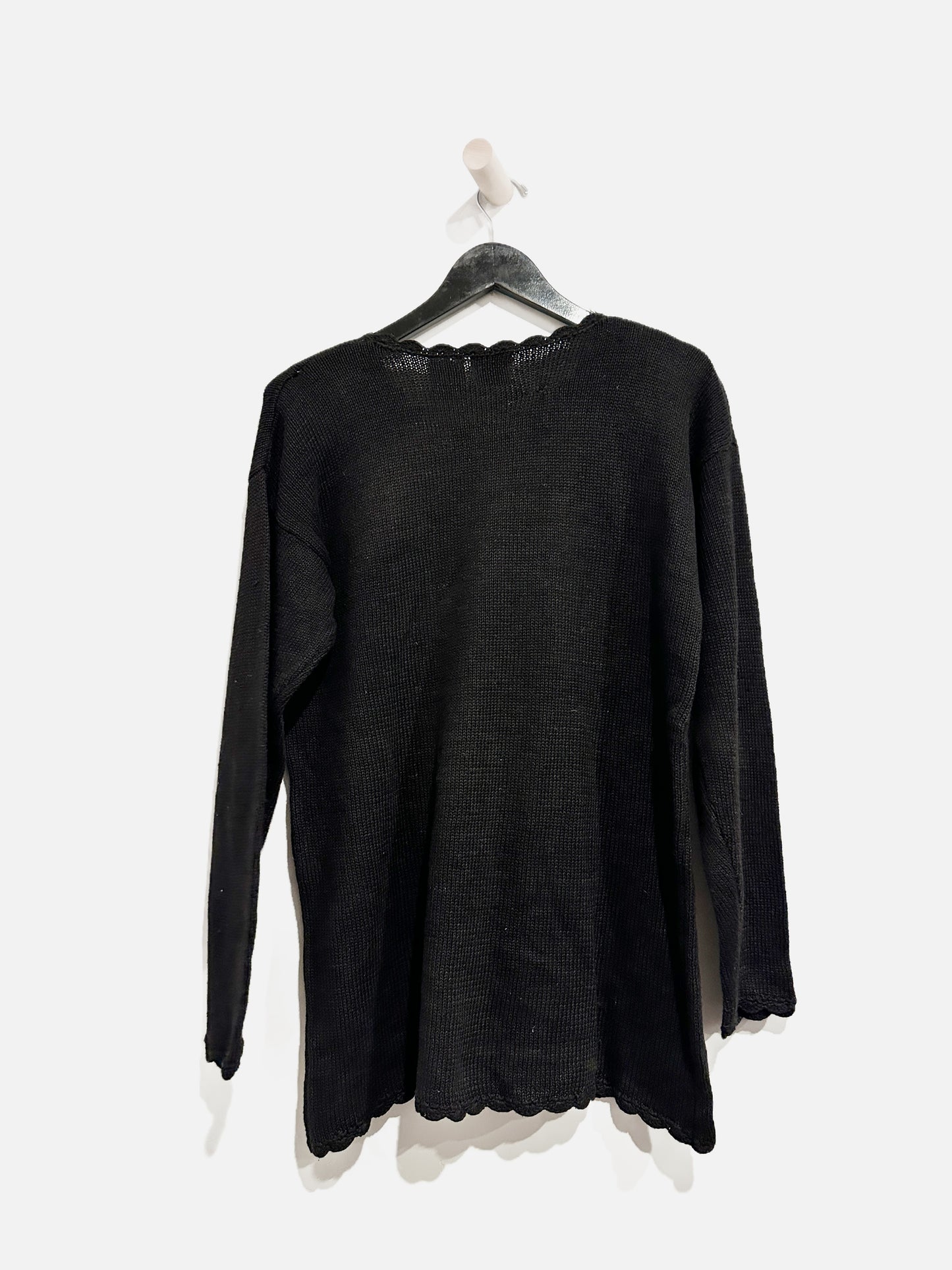 VTG Nutcracker Candy Cane Embroidered Knit Pullover - Large