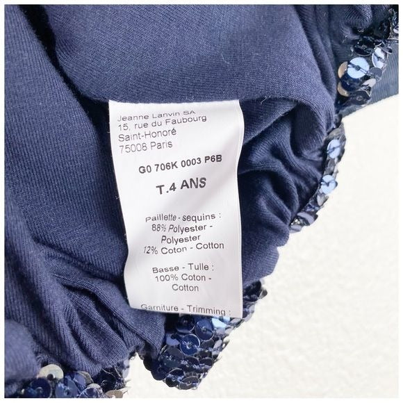 Lanvin Petite Blue Sequin Short Sleeve Jacket Size 4