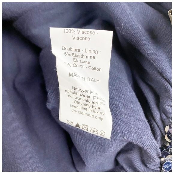 Lanvin Petite Blue Sequin Short Sleeve Jacket Size 4