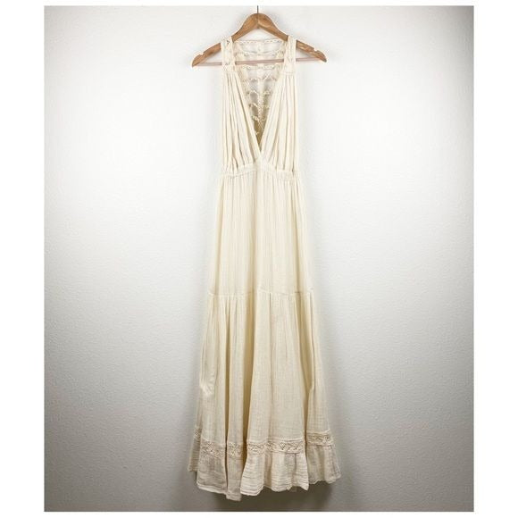 Jen’s Pirate Booty for Free People Cream Gauze Maxi Dress Size Medium