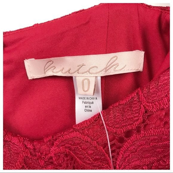 Anthropologie Hutch Seamed Lace Midi Dress in Red Size 0